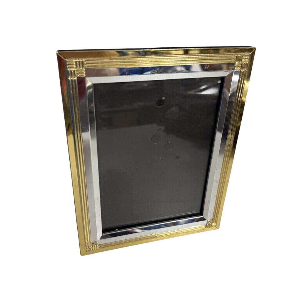 Vintage Gold Silver Standing Picture Photo Frame Metal Burnes Of Boston 5x7